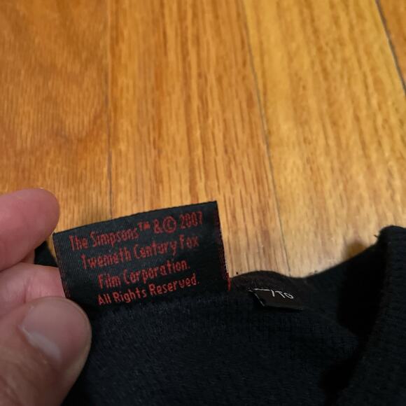 Y2K Simpsons Homer Air Guitar Waffle Knit Thermal Shirt Slim XL Black L/S VTG - Picture 3 of 7